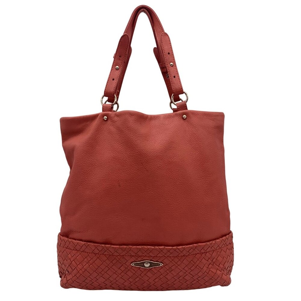 Elliot Lucca Red Pebbled Leather Cartagena Tote Bag